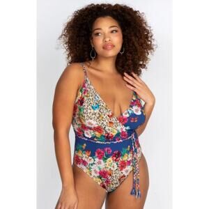 Johnny Was Fleur Braided Wrap One Piece Swimsuit XXL